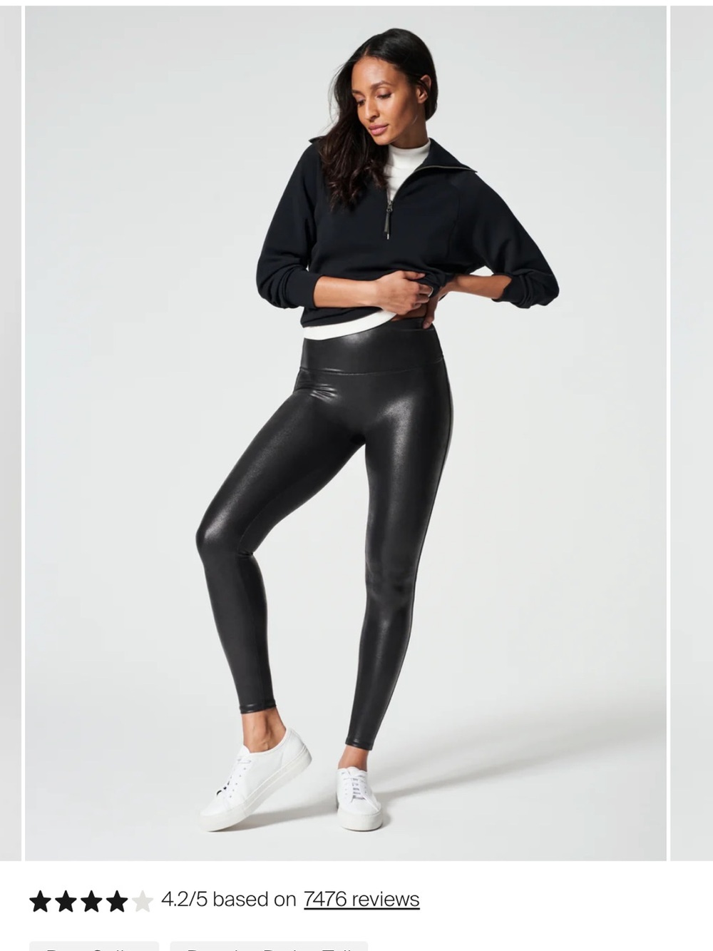 Spanx Faux Leather High-Waist Black Leggings - Sz Small